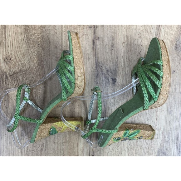 Rampage Emotion Women’s Heeled Sandals Size 10 M Green Rhinestone Embroidered - Picture 11 of 16